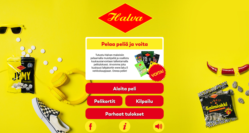 Pelaa Halva makeiset -muistipeliä ja voita 25eur Laku.fi -lahjakortti