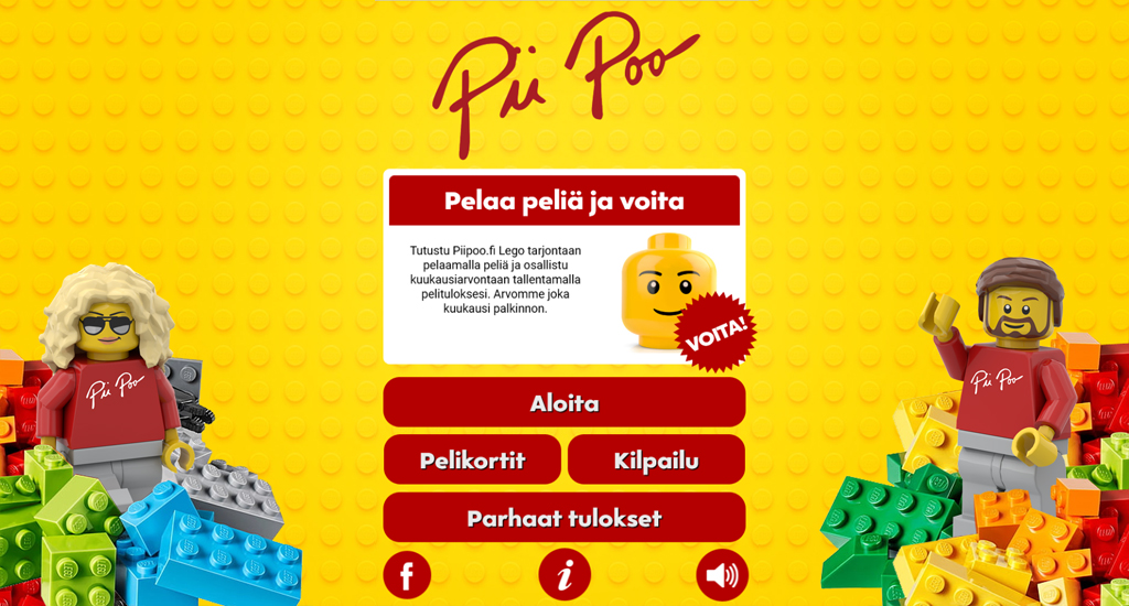 Pelaa Pii Poo LEGO-maailma -muistipeliä ja voita 50€ Pii Poo verkkokauppa lahjakortti