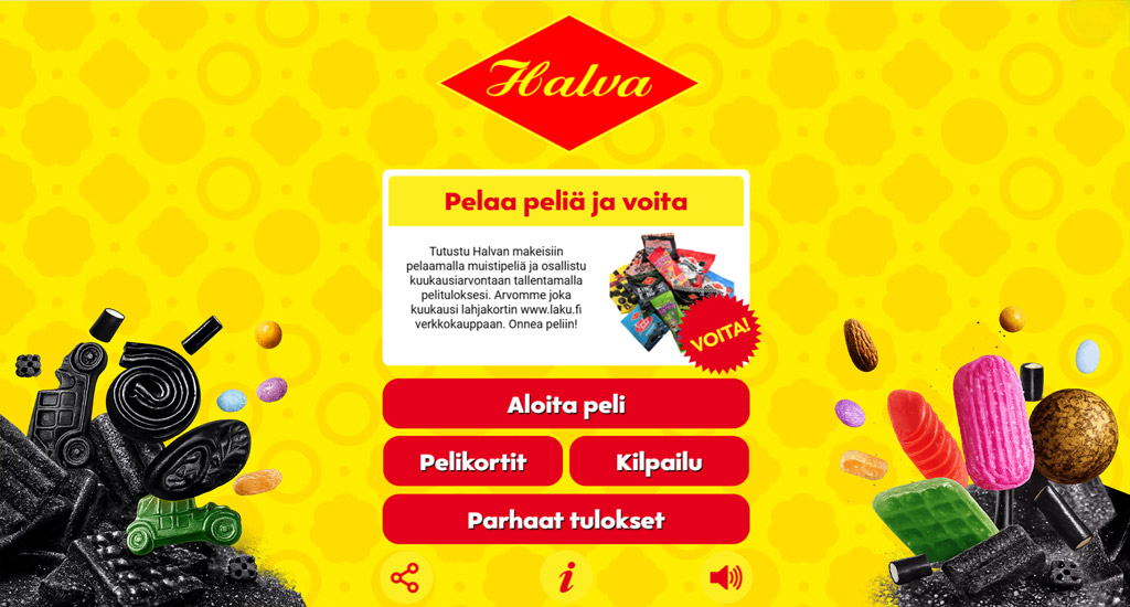 Pelaa Halva makeiset -muistipeliä ja voita Halvan makeaa