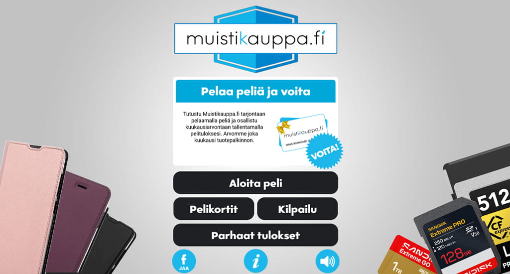 Pelaa Muistikauppa.fi -muistipeliä ja voita Wave BookCase -suojakotelo